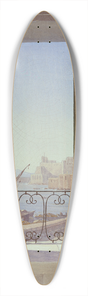 Carl Gustav Carus - Balcony Room with a View of the Bay of Naples (via Santa Lucia and the Castel dellOvo) 39.3 inch art pintail longboard deck