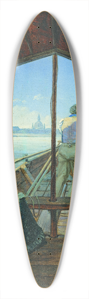 Carl Gustav Carus - Barge Trip on the Elbe near Dresden (Morning on the Elbe) 39.3 inch art pintail longboard deck Carl Gustav Carus - Barge Trip on the Elbe near Dresden (Morning on the Elbe) 39.3 inch art pintail longboard deck