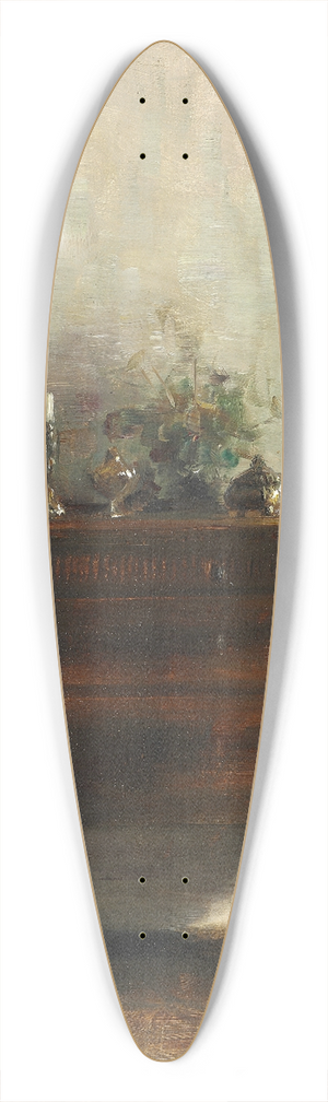 Carl Holse - Interir med kunstnerens hustru, der str ved en kommode og lser 39.3 inch art pintail longboard deck Carl Holse - Interir med kunstnerens hustru, der str ved en kommode og lser 39.3 inch art pintail longboard deck