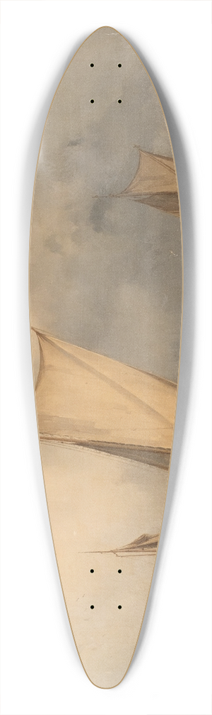 Carl Julius von Leypold - Barges by the banks of river Elbe 39.3 inch art pintail longboard deck Carl Julius von Leypold - Barges by the banks of river Elbe 39.3 inch art pintail longboard deck