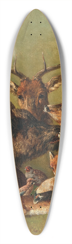 Carl Jutz - Hunting Still Life with Stag, Wild Boar, Fox, Hare, Sparrowhawk and Pheasant 39.3 inch art pintail longboard deck