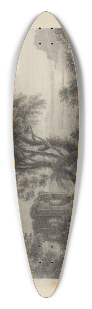 Carl Ludwig Frommel - Blick auf den Vesuv und das Kastell von Bajae 39.3 inch art pintail longboard deck