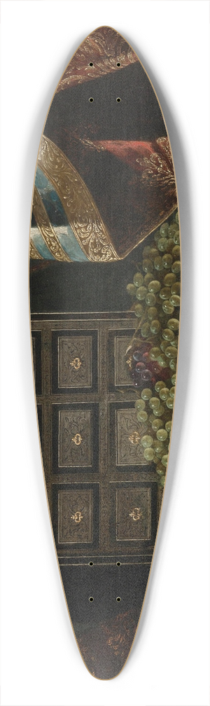 Carlo Manieri - STILL LIFE OF A CHEST, FRUIT AND OTHER OBJECTS ON A BROCADE DRAPED TABLE 39.3 inch art pintail longboard deck