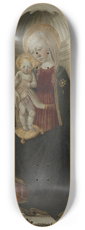 Biagio dAntonio - The Virgin and Child with Saint John the Baptist, Saint Peter and two Angels Making Music 8.25 inch art skate deck