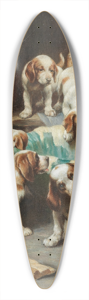 Carl Reichert - Beagle Puppies Feasting 39.3 inch art pintail longboard deck