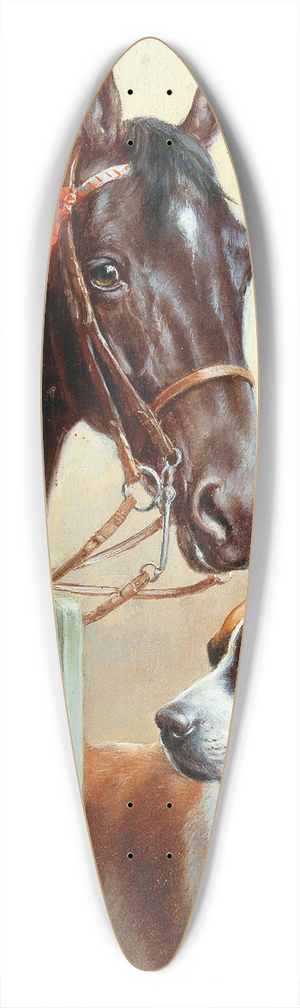 Carl Reichert - Friends, a bay and a St Bernard in a stable 39.3 inch art pintail longboard deck