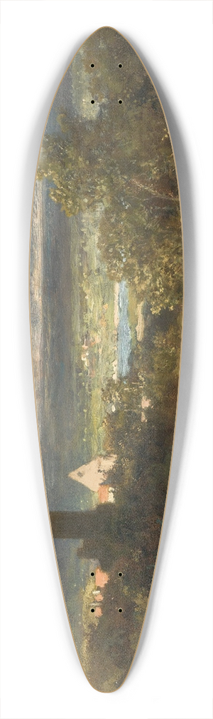Carl Spitzweg - Landscape with river 39.3 inch art pintail longboard deck