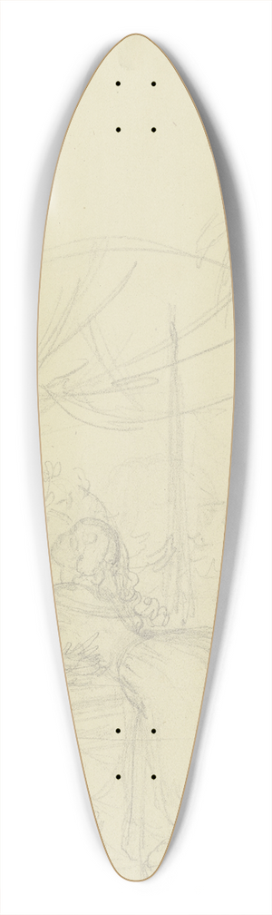 Carl Spitzweg - Mdchen am Fenster, einen Blumenstock umarmend, darber Skizzen zweier Mdchen 39.3 inch art pintail longboard deck