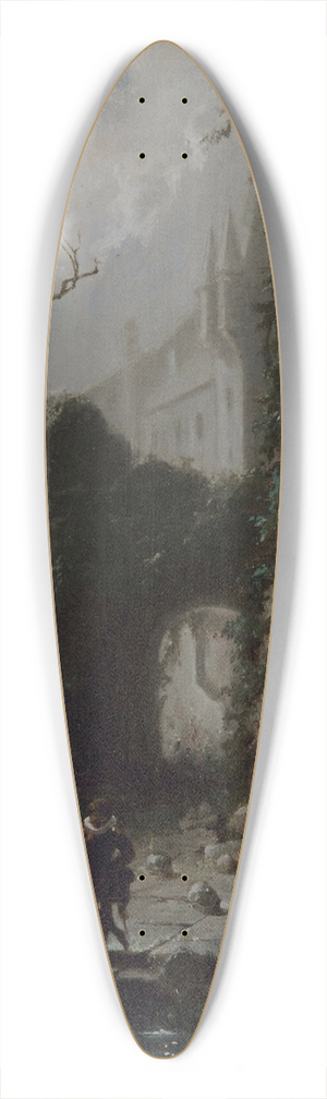 Carl Spitzweg - Moonlit Scene with Castle Ruins 39.3 inch art pintail longboard deck