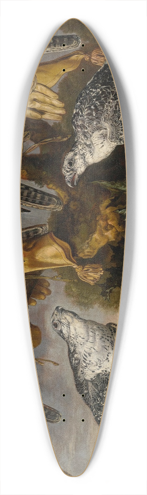 Carstian Luyckx - A group of seven Lanner and Peregrine or Gyrfalcons 39.3 inch art pintail longboard deck