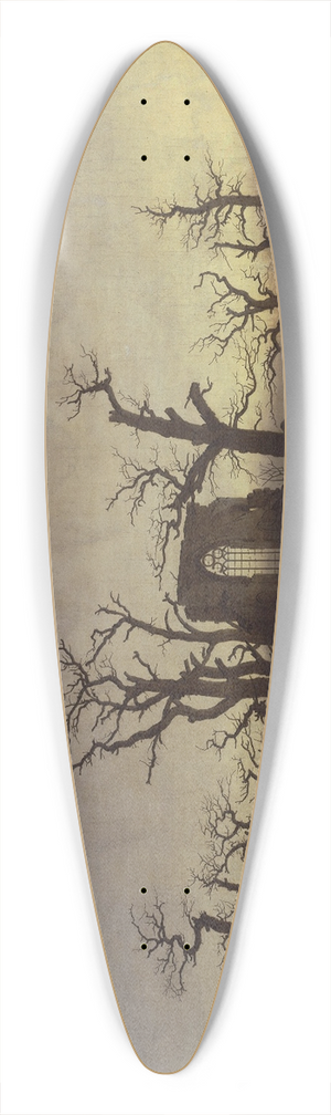 Caspar David Friedrich - The Abbey in the Oakwood 39.3 inch art pintail longboard deck