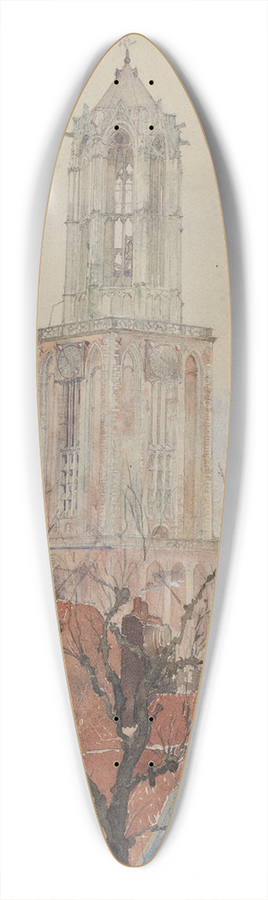 Cass Gilbert - Tower of the Cathedral of Utrecht, Holland 39.3 inch art pintail longboard deck