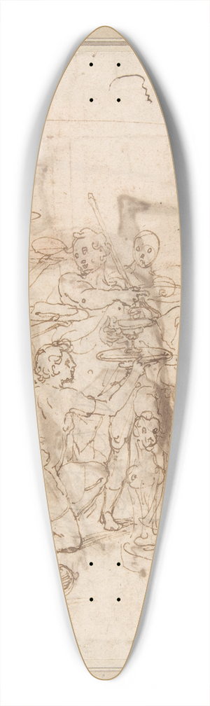 Cesare Nebbia - Banquet Scene; A Seated Warrior Attended by a Number of Servants 39.3 inch art pintail longboard deck