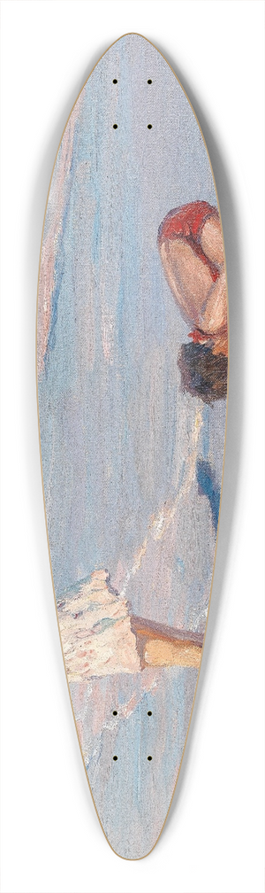 Charles Atamian - Children Playing on a Beach 39.3 inch art pintail longboard deck
