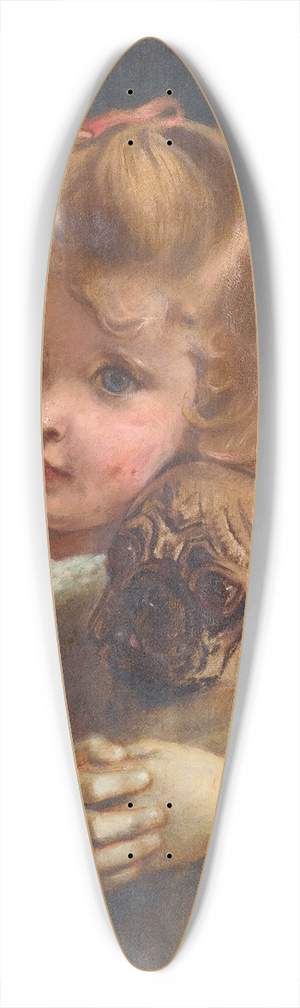 Charles Burton Barber - Concern, Girl With A Pug 39.3 inch art pintail longboard deck