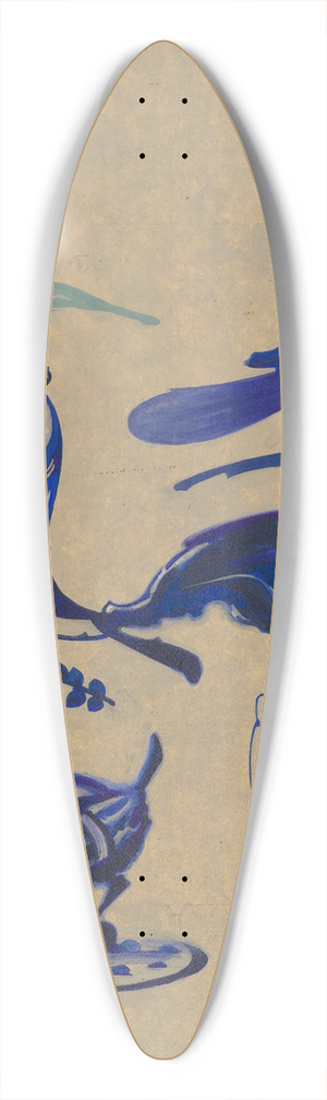 Charles Caseau - Bird Decorations on Jug 39.3 inch art pintail longboard deck