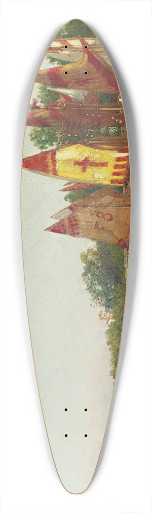 Charles Clement Calderon - Sailboats In Venice 39.3 inch art pintail longboard deck