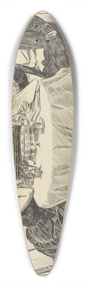Charles Dana Gibson - A quiet dinner with Dr. Bottles 39.3 inch art pintail longboard deck