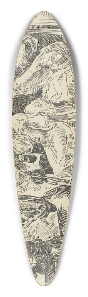 Charles Dana Gibson - At a fashionable funeral 39.3 inch art pintail longboard deck