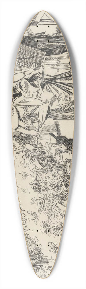 Charles Dana Gibson - Frederick enjoys the flower show in our village 39.3 inch art pintail longboard deck