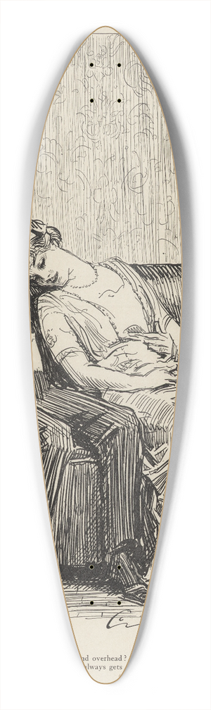 Charles Dana Gibson - He; Who is that tramping around overhead 39.3 inch art pintail longboard deck