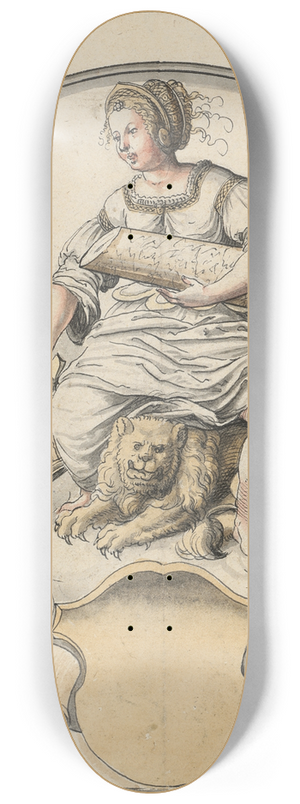 Abraham Bickhart - Scheibenriss im Rund mit Fortitudo, unten leeres Wappen 8.25 inch art skate deck