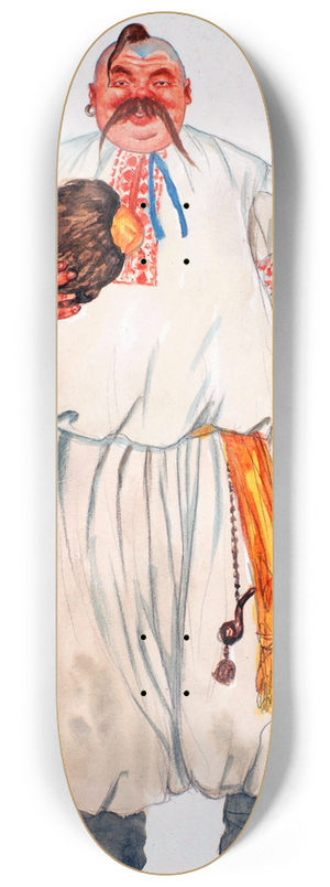 Boris Kustodiev - Costume Design for Kum from The Fair at Sorochyntsi by Modest Mussorgsky 8.25 inch art skate deck
