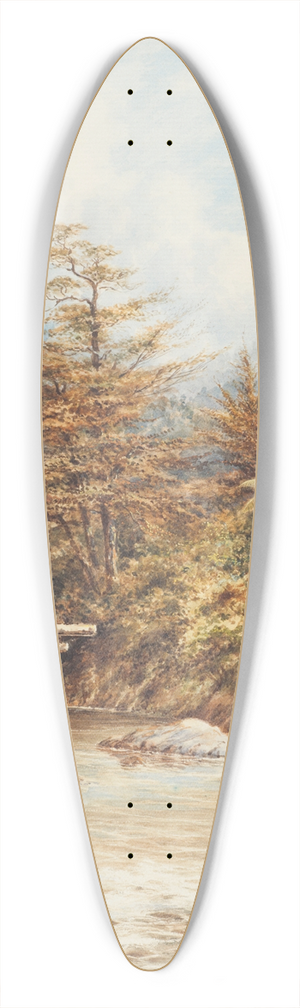 Charles Decimus Barraud - New Zealand river scene 39.3 inch art pintail longboard deck