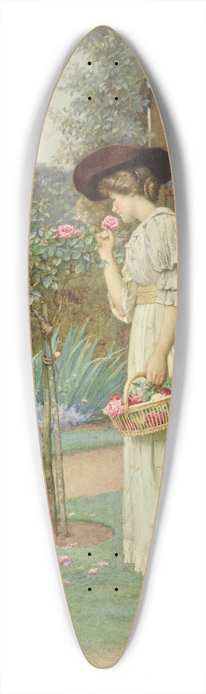 Charles Edward Wilson - Roses in Bloom 39.3 inch art pintail longboard deck