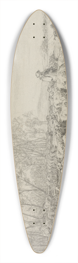 Charles Emile Jacque - Landscape with a Flock of Sheep 39.3 inch art pintail longboard deck