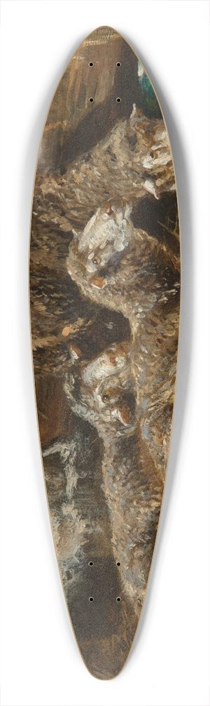 Charles Emile Jacque - Sheep and chickens in a stable 39.3 inch art pintail longboard deck