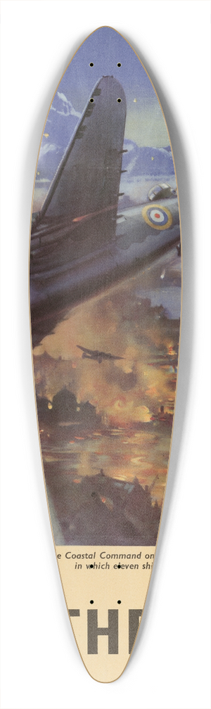 Charles E Turner - A Raid by Hudsons of the Coastal Command on German Shipping at Aalesund, Norway, in which Eleven Ships were Hit  Back Them Up! 39.3 inch art pintail longboard deck