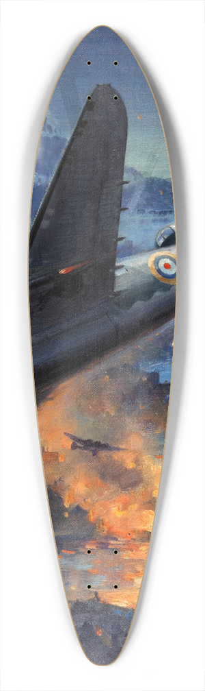 Charles E Turner - Bombing scene Description Hudson bombers on a coastal raid 39.3 inch art pintail longboard deck