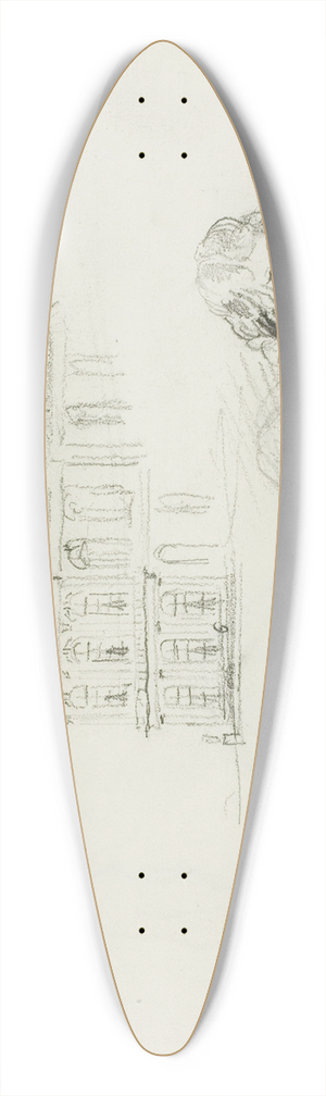 Charles Franois Daubigny - The Hotel de Ville, Tours and a Girl Playing 39.3 inch art pintail longboard deck Charles Franois Daubigny - The Hotel de Ville, Tours and a Girl Playing 39.3 inch art pintail longboard deck