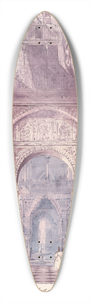 Charles Hamilton Smith - Entrance to the Hall of Ambassadors, Alcazar at Seville 39.3 inch art pintail longboard deck