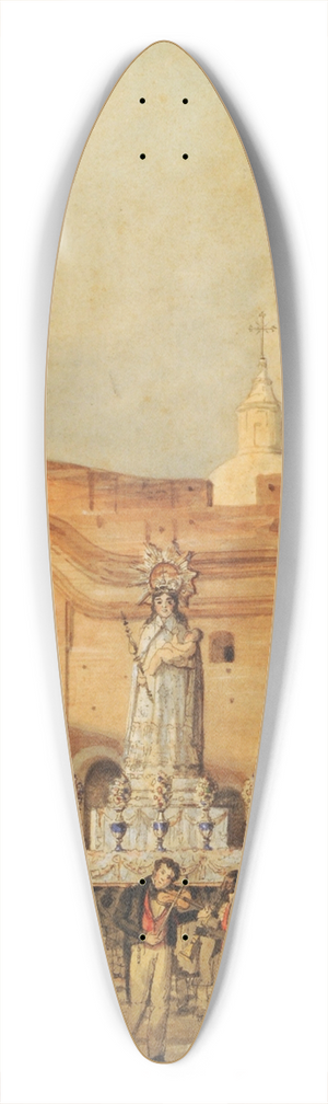 Charles Henri Pellegrini - Iglesia de Santo Domingo (procesin de Nuestra Seora del Rosario, 1830) 39.3 inch art pintail longboard deck