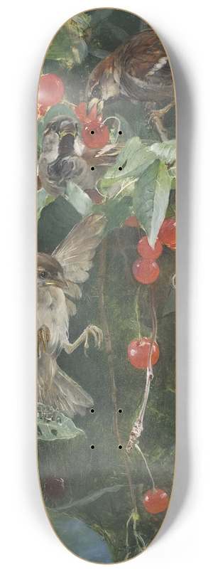 Bruno Liljefors - Sparrows in a Cherry Tree 8.25 inch art skate deck