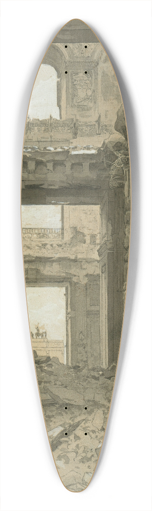 Charles-Joseph Beauverie - Ruines des Tuileries, entre du palais du ct du jardin 39.3 inch art pintail longboard deck