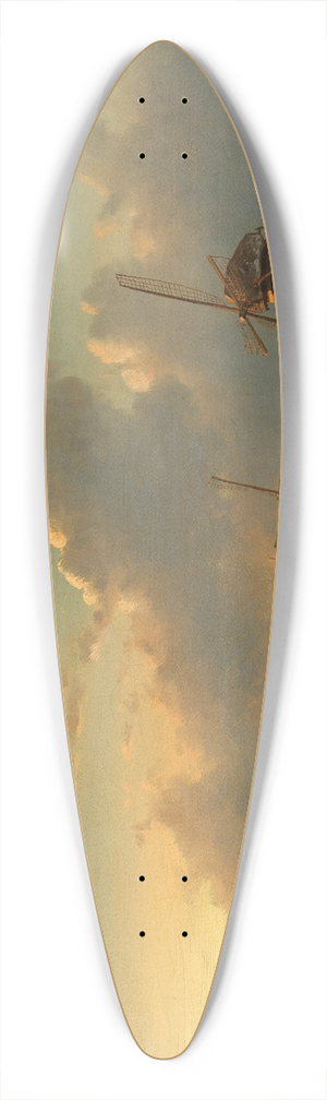 Charles Leickert - A winter landscape at sunset with figures on the ice 39.3 inch art pintail longboard deck