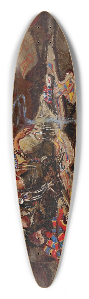 Charles Marion Russell - Waiting and Mad 39.3 inch art pintail longboard deck