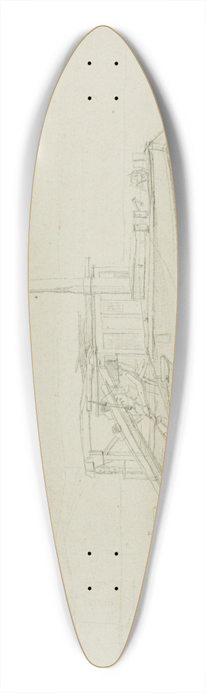 Charles Meryon - A Dredge 39.3 inch art pintail longboard deck Charles Meryon - A Dredge 39.3 inch art pintail longboard deck