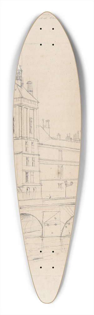 Charles Meryon - The Clock Tower 39.3 inch art pintail longboard deck