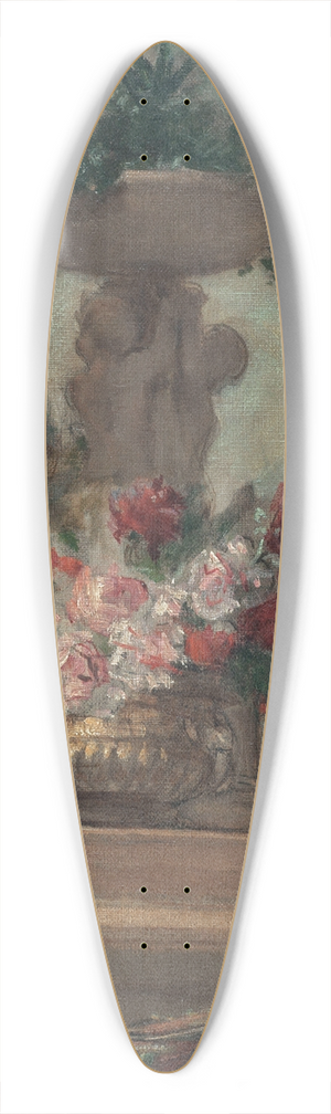 Charles Monginot - Fleurs et paon 39.3 inch art pintail longboard deck