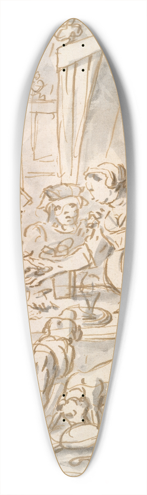 Charles Parrocel - Interior Scene with Soldiers at a Table 39.3 inch art pintail longboard deck