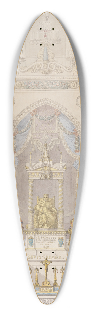 Charles Percier - Interior Elevation of Reims Cathedral with a Statue of King Louis I and an Altar placed at Front 39.3 inch art pintail longboard deck