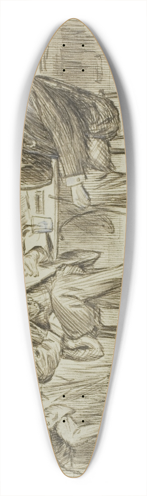 Charles Samuel Keene - Caf Scene 39.3 inch art pintail longboard deck