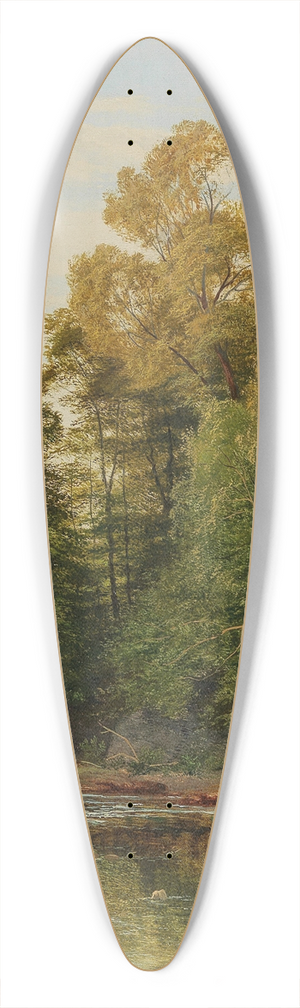 Charles William Smith - A River Landscape 39.3 inch art pintail longboard deck