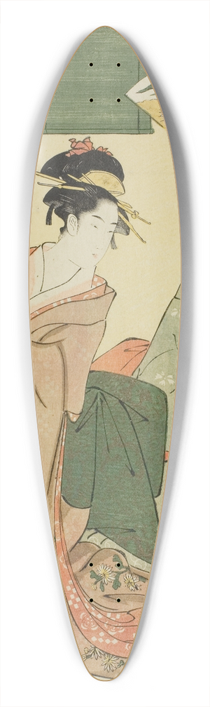 Chbunsai Eishi - Ukiyo Genji hakkei ; Suzumushi no bansho 39.3 inch art pintail longboard deck