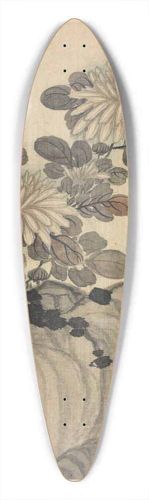Chen Hongshou - Chrysanthemum and Rock 39.3 inch art pintail longboard deck