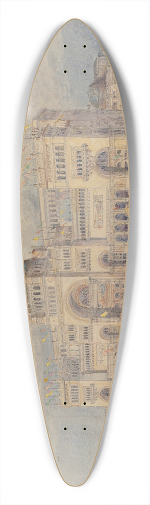 Childe Hassam - The MacKaye Spectatorium with Iowa Pavillion in Foreground, Columbian Exposition 39.3 inch art pintail longboard deck